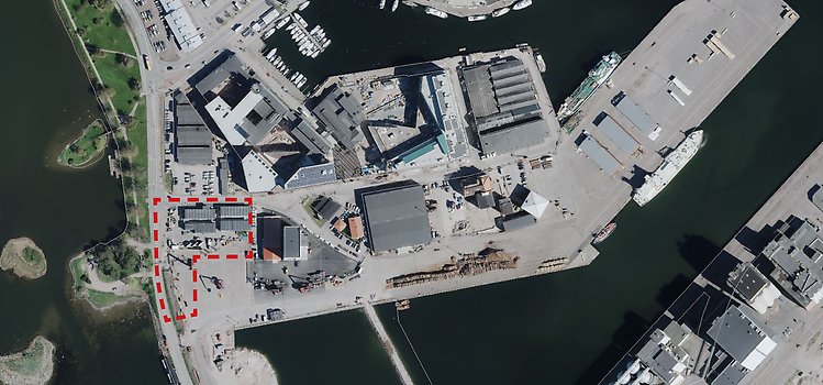 Kartbild över ungefärlig placering av mobilitetshus i hamnen.